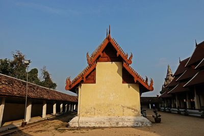 Low angle view of traditional building against clear sky