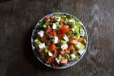 High angle view of food in bowl