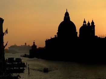 Silhouette of temple at sunset