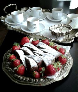 Close up of breakfast served on table