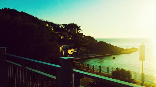 Scenic view of sea against clear sky