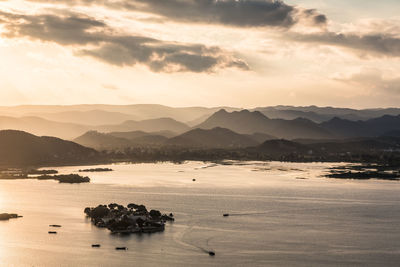 Scenic view of sea against sky during sunset