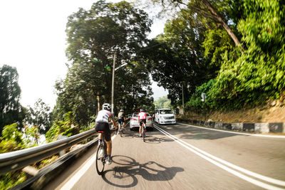 People walking on road