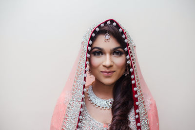 Close-up of beautiful young indian bride