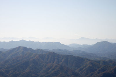 Scenic view of mountains against clear sky