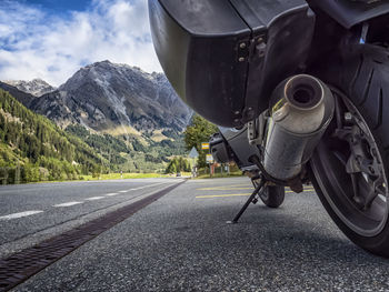 Motorbike on an alpine road in switzerland