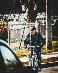 Man riding bicycle