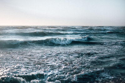 View of calm sea against clear sky