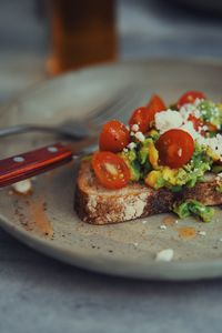 Close-up of breakfast served in plate