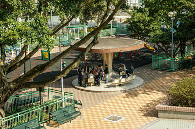 Group of people in front of building