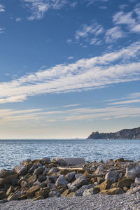 Winter sunset over the bay of portopiccolo sistiana. duino. italy