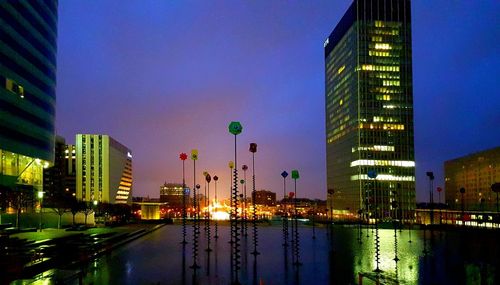 Illuminated city at night