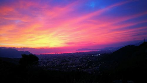 Scenic view of dramatic sky during sunset