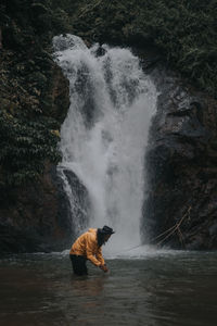 Scenic view of waterfall