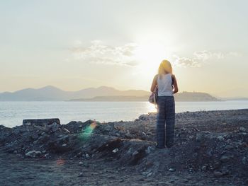 Rear view of woman looking at view