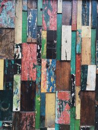 Full frame shot of colorful wood