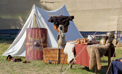 Clothes drying in tent