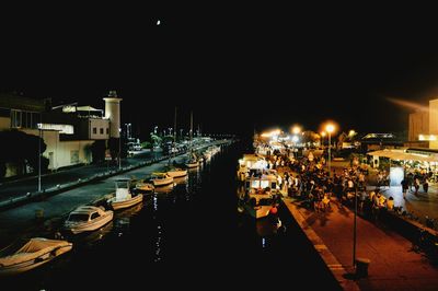 View of illuminated city at night