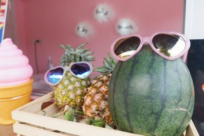 Close-up of sunglasses on table