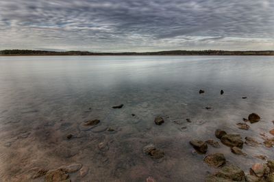 Scenic view of beach against sky