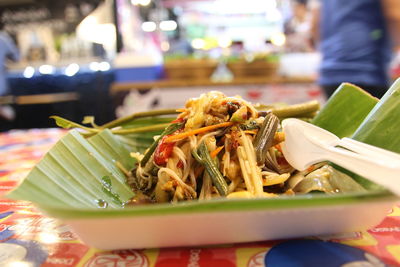 Close-up of meal served in plate