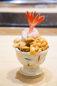 Close-up of food on table