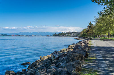 Ruston shoreline and mountain.