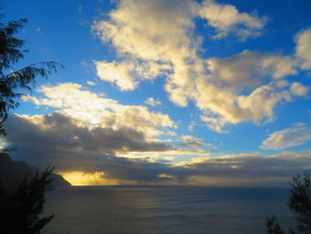 Scenic view of sea against sky at sunset