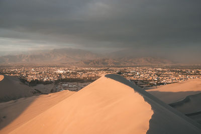 High angle view of cityscape against sky