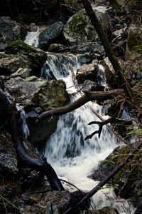 High angle view of waterfall