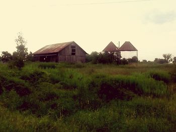 Houses on grassy field