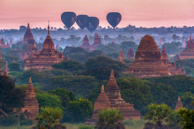 View of hot air balloons against sky