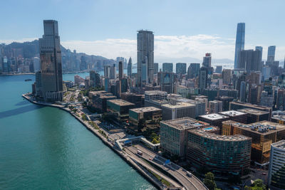 Aerial view of city buildings