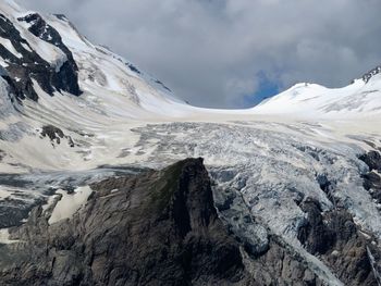 Scenic view of snow covered mountains