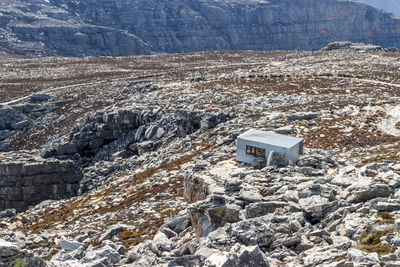 Aerial view of rock on landscape