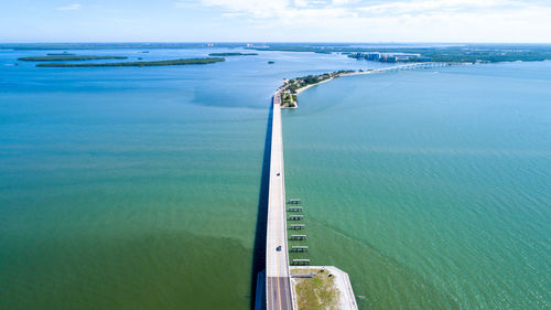 High angle view of sea against sky