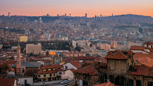 High angle view of buildings in city
