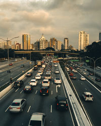 High angle view of traffic on road in são paulo city