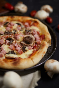 Close-up of pizza on table