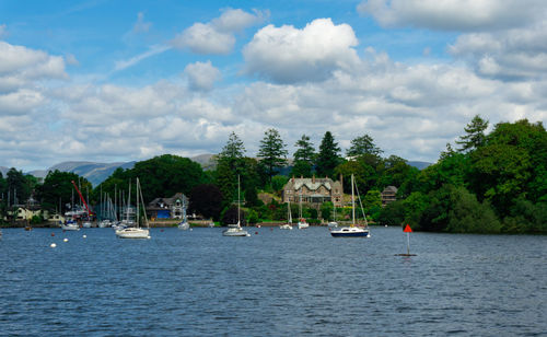 Landscape of lake windermere at lake district national park in united kingdom