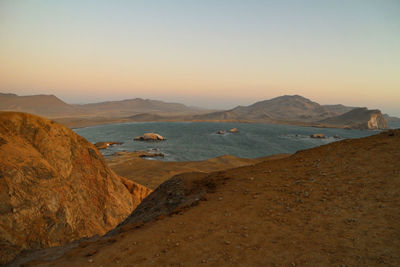 Evening landscapes of paracas national reserve park, peru