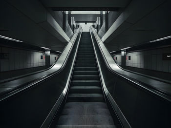 Low angle view of escalator