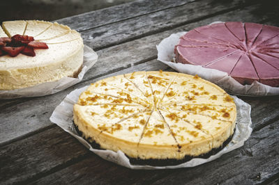 High angle view of cake on table