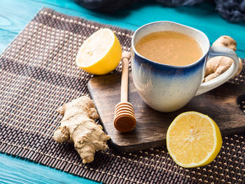 Close-up of breakfast served on table