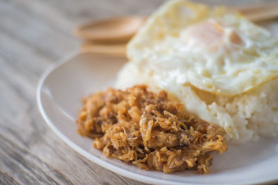 Close-up of food in plate on table