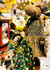 Close-up of christmas decorations for sale in market