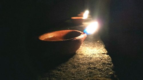 Close-up of illuminated lamp