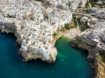 Polignano aerial view, from above, puglia