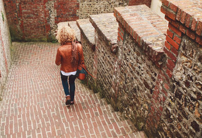 Woman walking on steps