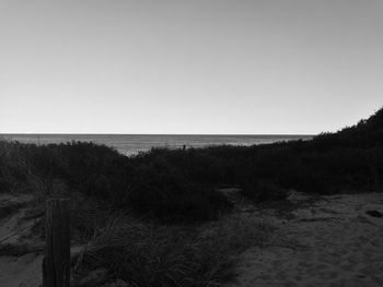 Scenic view of sea against clear sky